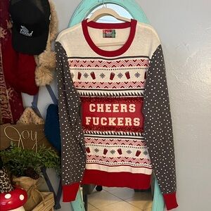 Funny Light Up Spencer's Red and Gray Holiday Sweater